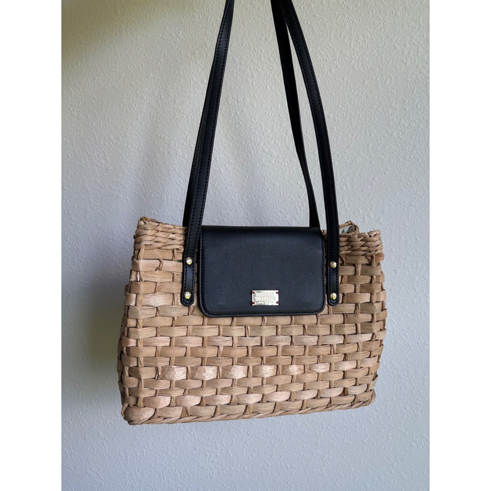 Frances Valentine New York 100% Straw Loren Flap Basket Tote